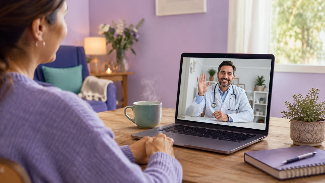 Paciente conectándose a una teleconsulta con su médico